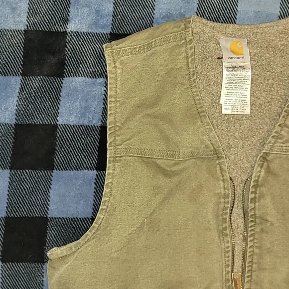 Vintage. Carhartt. USA Components. Zip Vest. Fleece-lined.  Men's size LT - Picture 5 of 16